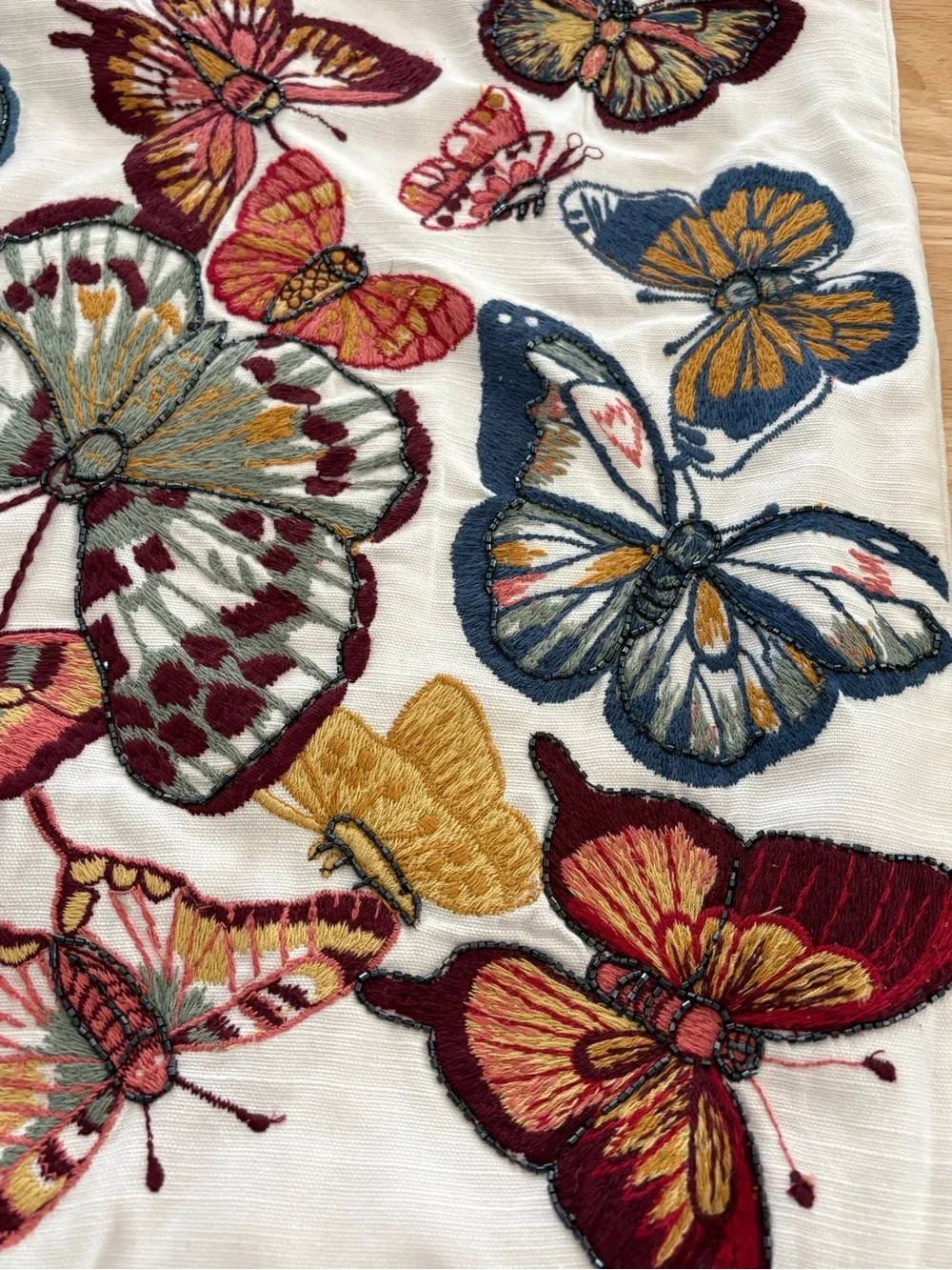Pottery Barn Beaded Butterfly Throw Pillow Cover 18x18